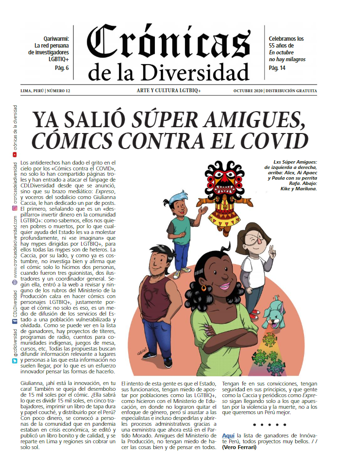 Portada original de Crónicas de la Diversidad N.º 12: Cómics contra el COVID