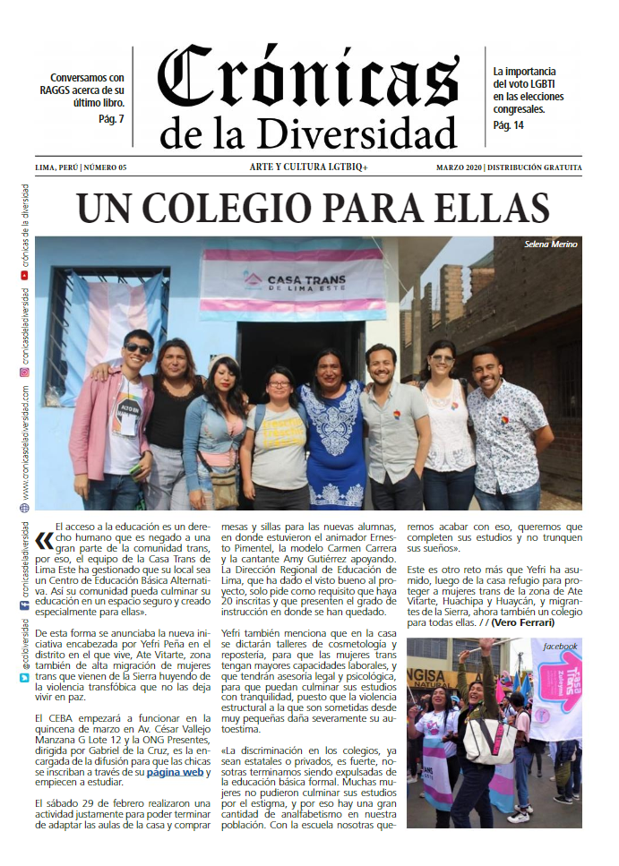 Portada original de Crónicas de la Diversidad N.º 05: Un colegio para ellas