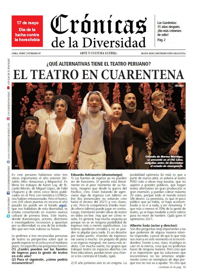 Portada original de Crónicas de la Diversidad N.º 07: El teatro en cuarentena
